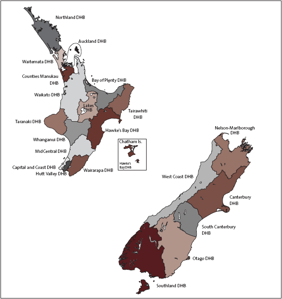 Figure 6: District health board areas. 