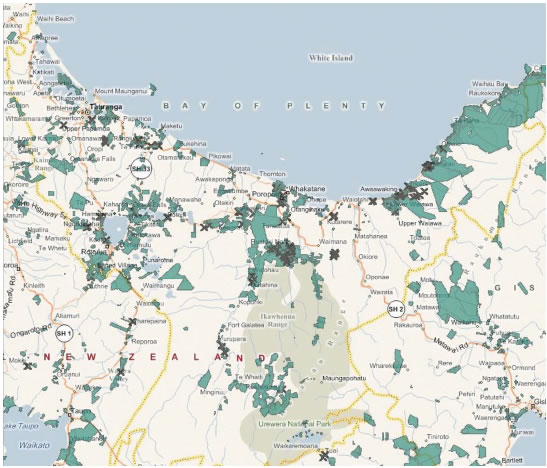 Figure 15: Māori land in Tauranga Moana – Mataatua. 