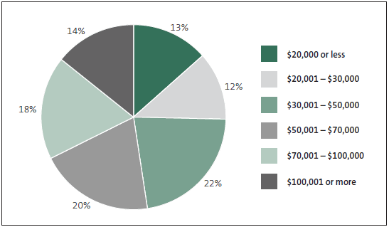 Figure 23: Incomes of Māori households in Ōtautahi and Waimakariri (using 2006 Census data). 