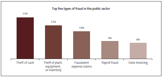Graph of top five types of fraud in the public sector. 