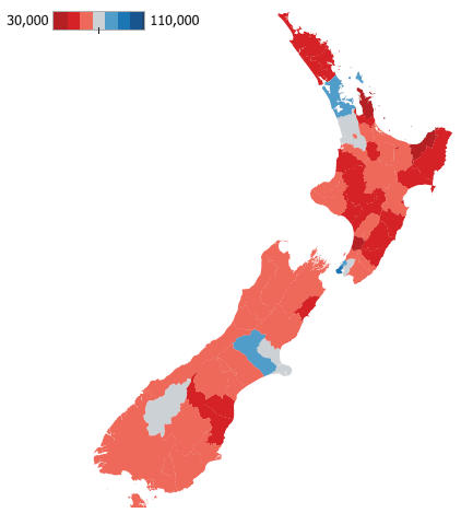 Figure 3 Median household income by territorial and unitary authority (2013). 