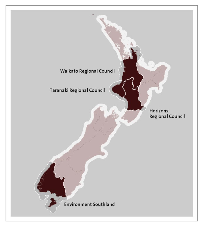 Figure 1 - The four regional councils' regions
