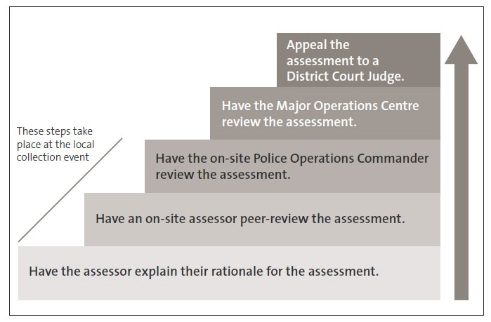 Figure 3 - Steps a person could take to escalate a dispute about an assessment they disagree with. 