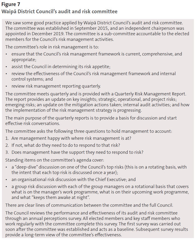 Figure 7 - Waipā District Council’s audit and risk committee