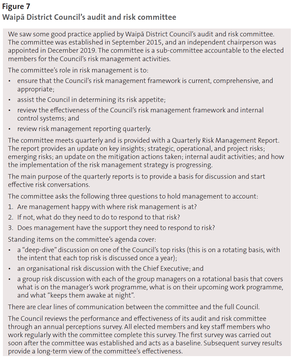 Figure 7 - Waipā District Council’s audit and risk committee