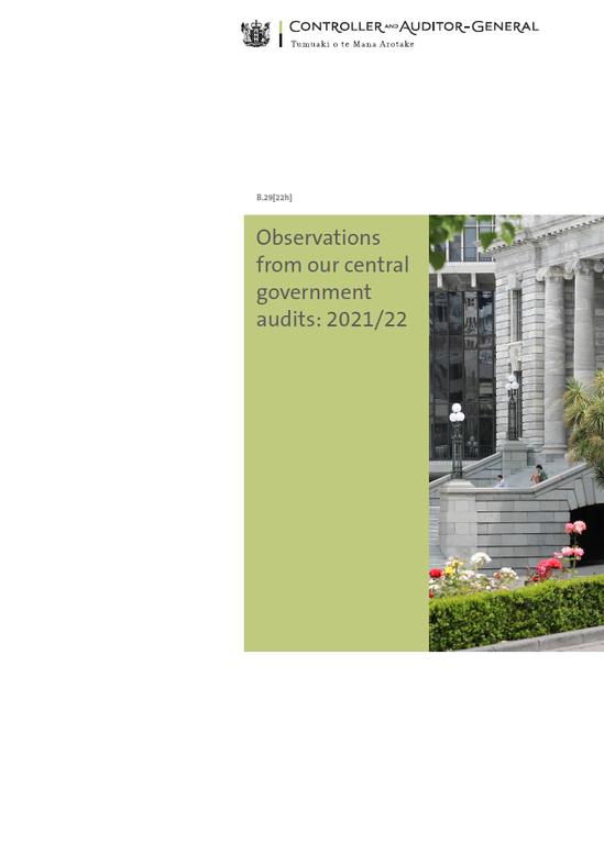 Report cover of Observations from our central government audits: 2021/22