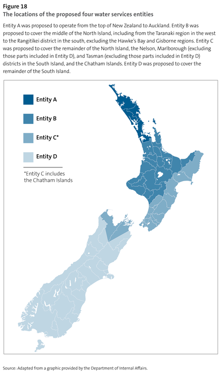 Figure 18: The locations of the proposed four water services entities