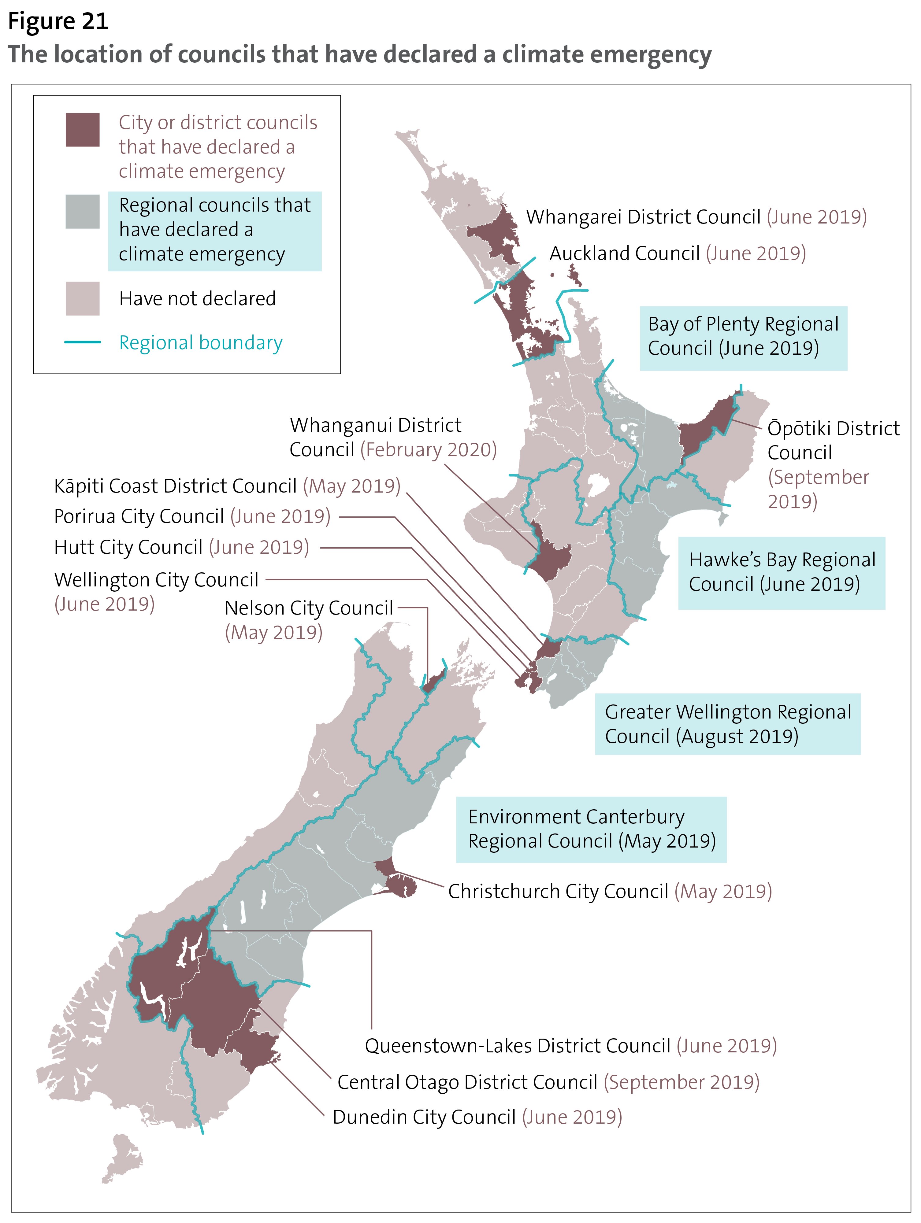 Figure 21: The location of councils that have declared a climate emergency