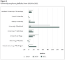 Figure 5 - University surpluses/deficits, from 2019 to 2021