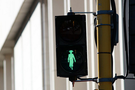 Kate Sheppard crossing lights in Wellington