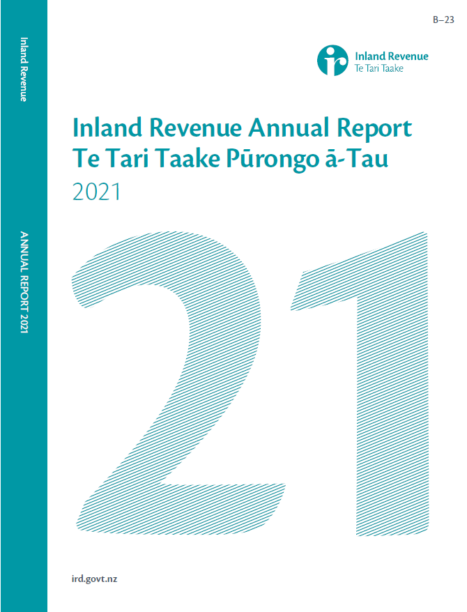 An image of the cover of the Inland Revenue Department’s 2020/21 Annual Report.